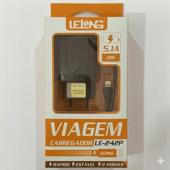 Carregador De Parede Lelong 5.1A Turbo LE-243P Rápido Seguro