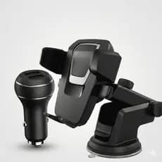 Kit Motorista H'Maston: Suporte Veicular CJ-02 + Carregador Turbo 4.1A L02-4 – Combo Completo.