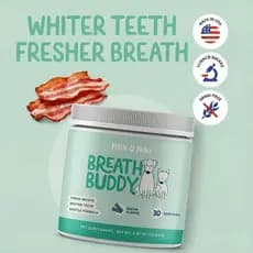 Pó Dental para Cães Breath Buddy - Complemento Alimentar para Hálito Fresco e Dentes Limpos - Fórmula Suave para Estômag