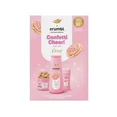 Conjunto de Presentes Dove Crumbl Edição Limitada para Cuidados Corporais com Cheiro de Bolo com Confete, 3 Peças