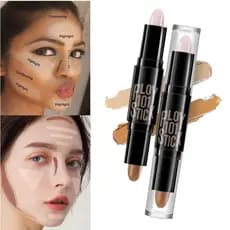 Bastão de Contorno de Dupla Ponta para Iluminação e Sombra, Base para Contorno Facial em V, Corretivo à Prova d'Água de
