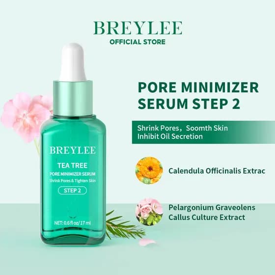 BREYLEE Sérum Redutor de Poros com Óleo de Tea Tree, etapa 2, Reduz Poros, Acalma a Pele, Antiacne 17ml