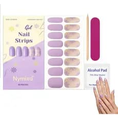 Tiras de Unhas em Gel Primavera Verão - Padrão Floral Roxo, Fácil de Aplicar e Remover