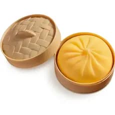 Bolinha Antiestresse Macia de TPR em Forma de Dumpling com Estojo Estilo Cesta, Brinquedo Antiestresse Suave para Aperta