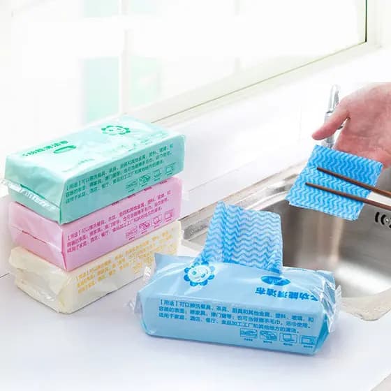 [Estoque pronto] Pano de prato descartável Pano não tecido de cozinha absorve água Pano de prato preguiçoso sem óleo Toa