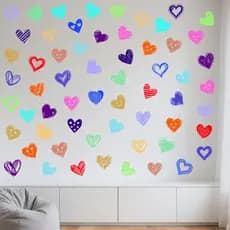 [Estoque pronto] Adesivos criativos pintados à mão coloridos amor coração quarto infantil decoração de casa adesivos de