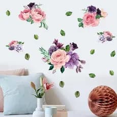 [Estoque pronto] Peônia flor estilo nórdico adesivo de parede sala estar quarto decoração removível auto-adesivo flor ad