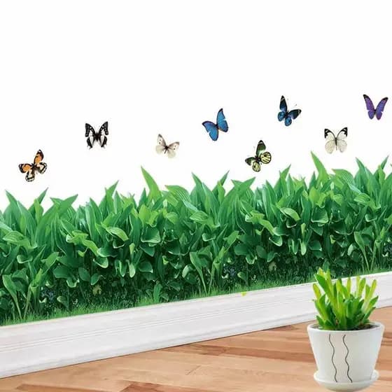 [Estoque pronto] Rodapé removível quarto sala de estar decoração de fundo pequena grama adesivos de parede WJG