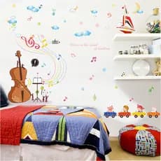 [Estoque pronto] Criativo fantasia violino adesivos quarto sala de estar música sala de aula decoração removível pvc ade