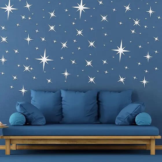 [Estoque pronto] JM3341 Espelho estrelado Acrílico Adesivos de parede Decoração de fundo de parede Decoração tridimensio