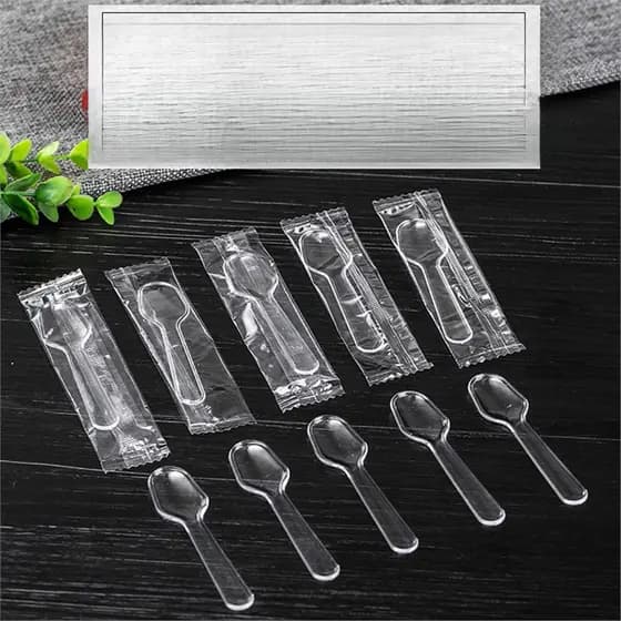 [Estoque pronto] Colher pequena descartável de plástico para sorvete, iogurte, gelatina embalada individualmente, Mini d
