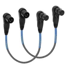 Cabo XLR de 1FT com Conectores Fêmea de 3 Pinos em Ângulo Reto para Macho em Ângulo Reto - Cabo Adaptador XLR de 3 Pinos