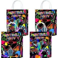 Tyndallrays 16-Piece Paintball Goodie Bags with Handles - Birthday Party Supplies, Gift Snacks, Treat Candy, Party Favor