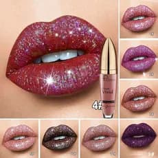 Batom Líquido Matte com Glitter Brilhante, Gloss Labial Brilhante, Brilho Labial Diamante à Prova d'Água de Longa Duraçã