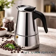 Cafeteira Italiana Inox 450ml Rende 9 Xicara Moderna 22x11,2