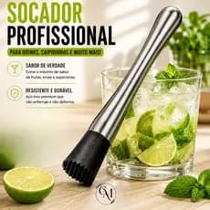 Socador Profissional Premium Inox Macerador Drinks Caipirinha