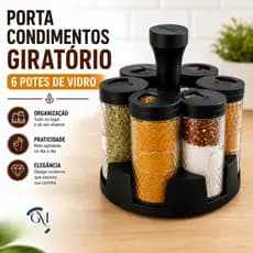 Porta Temperos Giratório 6 Potes Organizador Condimentos Cozinha