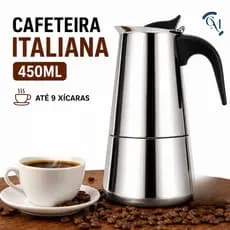 Cafeteira Italiana Inox 450ml 9 Xícaras Tipo Moka Café Expresso