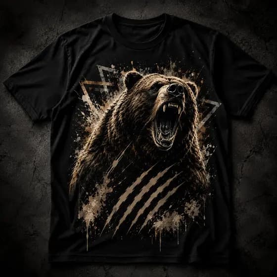 Camiseta Vermelha Masculina Estampa Urso Selvagem Streetwear Premium
