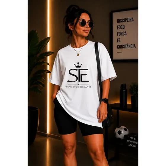 Camiseta Oversized Unissex Streetwear Manga Curta 100% Algodão