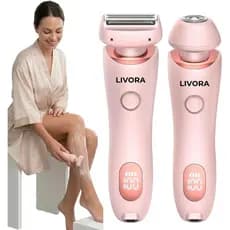 LivoraSilkGlidePro2.0 - Aparelho de Barbear Elétrico para Mulheres - Sem Dor, para Uso Úmido e Seco, Aparador de Pelos C