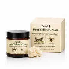 Feel1BeefTallowforMen, com Óleo de Jojoba, Manteiga de Karité e Mel, Suporte Nutritivo para a Barreira do Rosto, Leve e