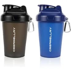 Conjunto de 2 Garrafas Shaker para Misturas de Proteína, Garrafa Shaker de 17oz com Alça, Copos Shaker para Academia com