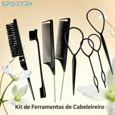 Kit Pente De 8 Peças Com Ferramenta De Trança E Clipe De Bico De Pato Estilo/Escova De Cabelo