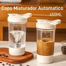 Copo Misturador Automatico 450ml Portatil Recarregavel para Whey Protein Shake Academia