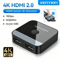 Splitter HDMI Vention Novo 4K 60Hz HDMI 2.0 Comutador 1 entrada 2 saídas / 2 entradas 1 saída para Adaptador Conversor