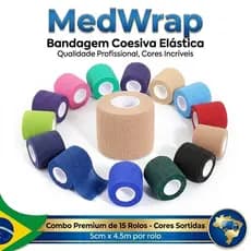 Atadura Autoadesiva Elástica 5cm 15 Unidades Cores Fita Ortopédica Curativo Pet Tattoo