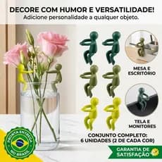 Kit 6 Bonequinhos Silicone Marcador Copo Taça Suporte Canudo Organizador Cabo Fio Planta Orquídea Divertido Kawaii