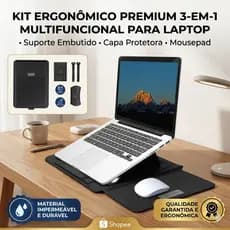 Pasta Bolsa Notebook 15.6 14 MacBook Capa Aveludada Suporte Ergonômico Mousepad Couro Kit 5 Peças