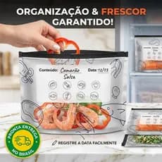 Kit 30 Sacos Herméticos Zip Lock Alumínio Congelar Carnes Stand Up Pouch Embalagem Reutilizável Freezer Marmita
