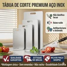 Kit 2 Tábua de Corte Aço Inox 304 Grande 46x30 Antibacteriana Anti-Odor Carne Legumes Higiênica Gourmet Premium