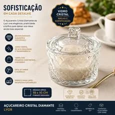 Açucareiro Cristal Diamond com Tampa 10X10CM Lyor