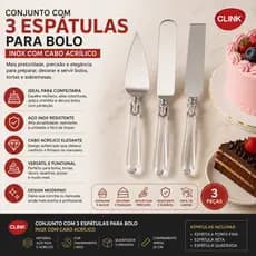 Kit 3 Espátulas para Bolo em Aço Inox