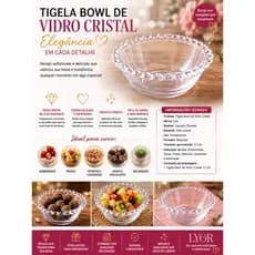 Tigela Bowl de Vidro Cristal Decorativo 13cm Coração Chumbo Lyor