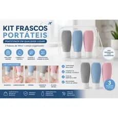 Kit/ Conjunto Portátil Viagem 3 Frascos Dispenser  90ml com Estojo