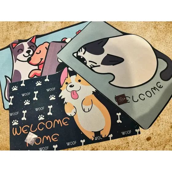 Tapete Capacho Decorativo Pet Welcome em Microfibra para Porta 40x60cm