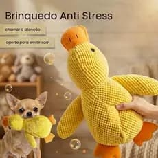 Pato de Pelúcia Brinquedo Mordedor Interativo para Pet / Cachorro