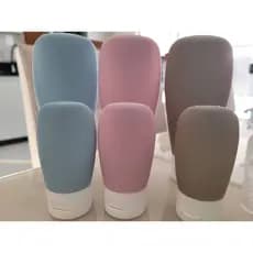Kit Conjunto 6 Frascos Dispenser Portátil  em Silicone para Viagem - 3x30ml + 3x90ml