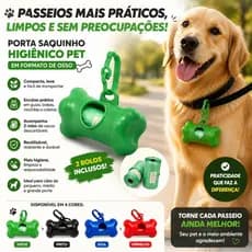Porta Saquinho Cata Caca com Refil  para Cachorro com 2 Rolos de Sacos Descartáveis