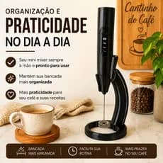 Suporte Mini Mixer Recarregável Espumador de Leite Misturador de Bebidas Cozinha Bancada Decoração Casa