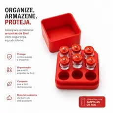 Caixa Porta Ampola 3ml a 5ml Case Organizadora Tirze 9 Porta Frascos Ampolas