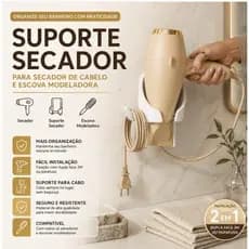 Suporte para Secador de Cabelo e Escova Secadora de Parede Organizador para Banheiro Decoração Casa Elegante Moderna