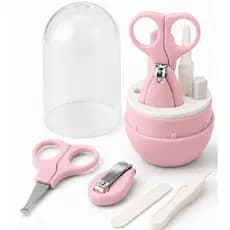 Kit Manicure Bebê Completo Tesoura redonda Cortador Lixa Pinça Estojo 4 peças Higiene Corte sem medo