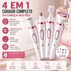 Aparador Feminino 4 Em 1 Recarregável Pelos Buço Rosto Virilha Pele Lisa Sem Cera Facial Corporal