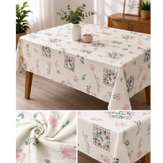 Toalha de Mesa Flanelada Impermeável para mesas de  4 e 6 Lugares Fácil Limpeza