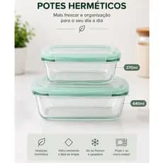 Pote Hermético Vidro com Trava Herméticos Porta Alimentos 370ml ou 640ml